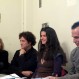 Carol Becker mediates discussion with the artist panel: (left to right) Paul Ramirez Jonas, Janine Antoni and Ernesto Pujol